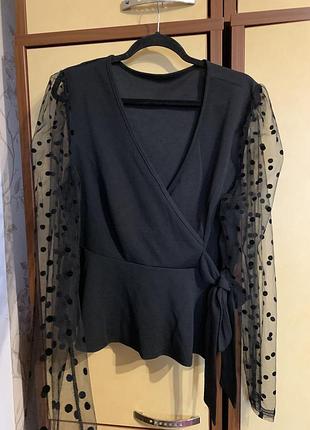 Чорна жіноча блузка shein 2