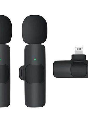 Бездротовий подвійний петличний мікрофон wireless lavalier microphone комплект із двох мікрофонів для iphone