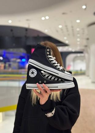 Женские кеды converse all star высокие черные текстиль кроссовки конверсы 37-23.5 (b)