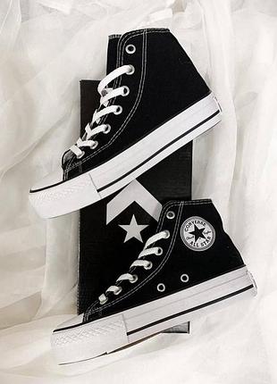 Женские кеды converse all star высокие черные на платформе кроссовки конверсы текстиль 38-24.5 (b)