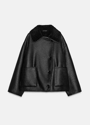 Жіноча дублянка з овчини куртка авіатор zara
