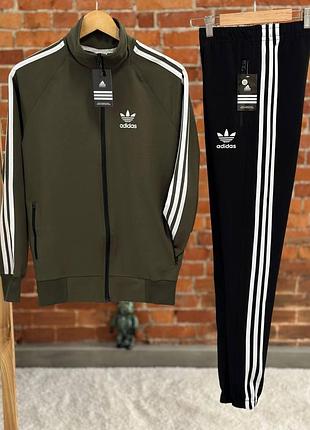 Мужской спортивный костюм adidas хаки олимпийка + штаны без капюшона адидас весенний осенний xxl (bon)