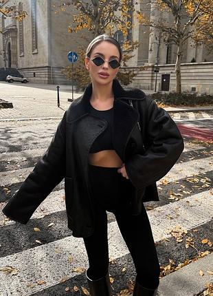 Жіноча дублянка з овчини куртка авіатор zara 4