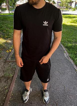 Мужской летний костюм adidas футболка и шорты черный адидас и носки в подарок xl (bon)
