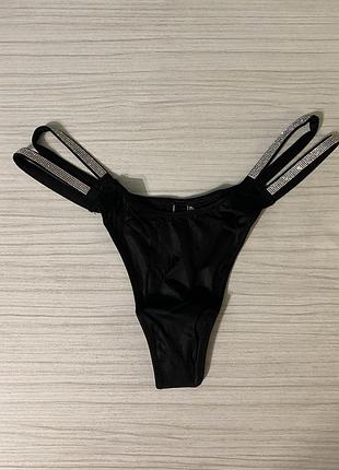 Чорні стрінги зі стразами victoria’s secret розмір s, m. very sexy. спідня білизна трусики вікторія сікрет