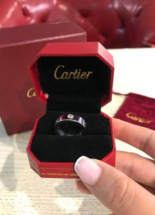 Cartier кільце love з великим камінням під срібло / cartier кільце з камінням у білому золоті