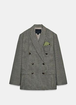 Блейзер шерстяной zw collection from zara в клетку новый в упаковке с бирками