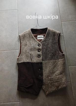 Вовняно-шкіряний жилет