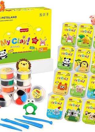 Набор легкой воздушной глины mikatale my clay animals безопасная мягкая глина для лепки