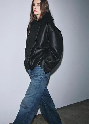 Жіноча дублянка з овчини куртка авіатор zara 3