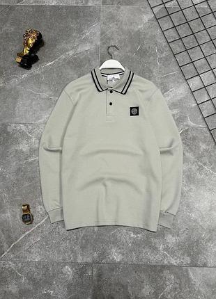 Мужской свитер серый stone island с воротником весенний осенний кофта без капюшона стон айленд xxl (bon)