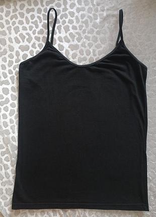 Майка женская черная трикотаж коттон на бретелях bodywear. м