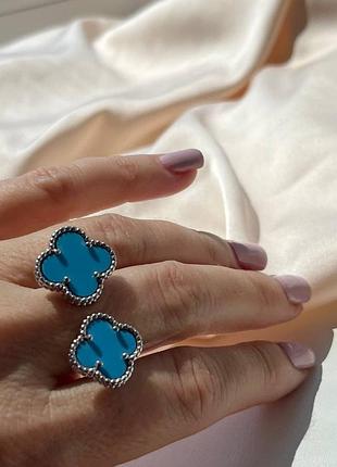 Кільце van cleef посріблення/кільце літнє блакитне
