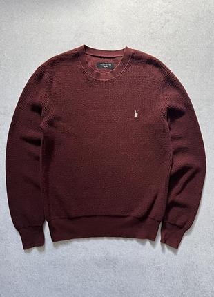 Allsaints rias crew knit чоловічий светр m бордовий waffle knit