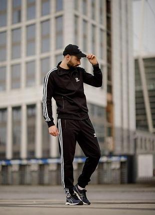 Мужской спортивный костюм adidas кофта на змейке + штаны черный без капюшона адидас весенний осенний xl (b)