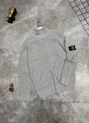 Чоловічий зимовий гольф stone island сірий з патчем під горло светр стон айленд (bon)