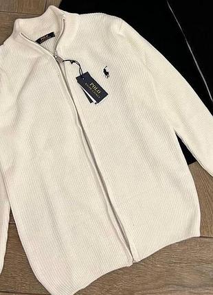 Мужской кардиган polo ralph lauren белый свитер поло вязка xl (b)