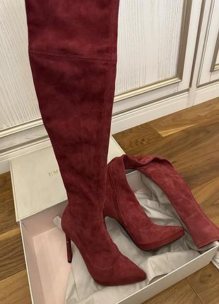 Сапоги emilio pucci 36,5 p. замшеві, гарний бордовий колір, стан-прекрасний, оригінальні