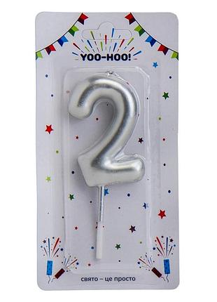 Свечи для торта "2-4", серебряные, 10 см yoo-hoo!