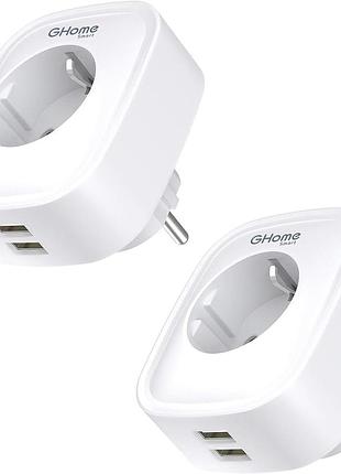 2 шт. комплект умных розеток ghome smart voice control smart plug sp112 смарт-розетка с управлением со смартфона