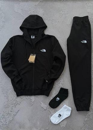 Мужской спортивный костюм the north face с капюшоном черный комплект худи брюки тнф l (b)
