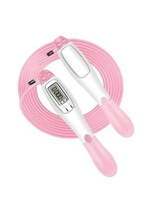 Швидкісна скакалка з лічильником easyfit ef-1916-wp білий-рожевий