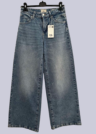 Женские джинсы wide leg от c&a eur 34 голубые, широкие
