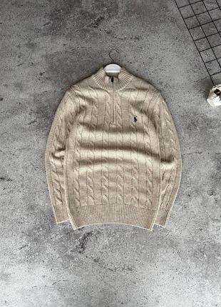 Мужской кардиган polo ralph lauren бежевый свитер поло вязаный на молнии xxl (b)
