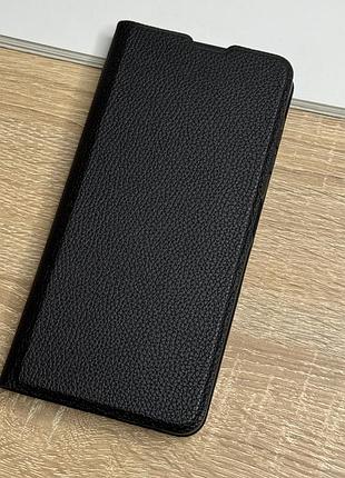 Шкіряний чохол книжка на samsung galaxy a06 чорного кольору з захистом камери leather design