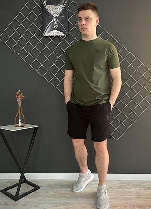 Мужской летний костюм adidas футболка + шорты комплект адидас на лето хаки xxl (bon)