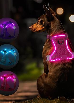 Светящийся светодиодный ошейник-жилет s feycig light up dog harness перезаряжаемая шлейка для собак с подсветкой