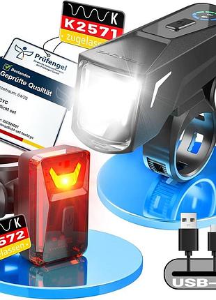Комплект велосипедных фонарей techcyc tc2401/tc2402 led велофара с автоматическим датчиком освещения