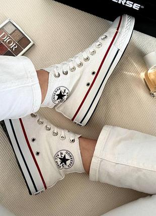 Женские кеды converse all star высокие белые текстиль кроссовки конверсы 38-24.5 (b)