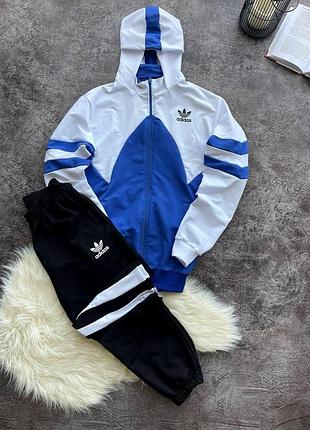 Чоловічий спортивний костюм adidas синій з чорним олімпійка + штани адідас весняний осінній (b)