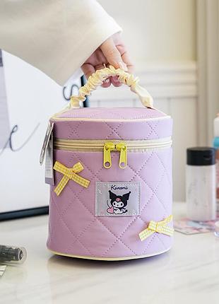 Косметичка sanrio kuromi «мягкое облако», стёганая дорожная, с ручкой, фиолетовая (10661)