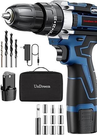 Акумуляторний кдарний дриль 12 в cordless drill driver шурупокрут із 2 акумуляторами + свердла в комплекті