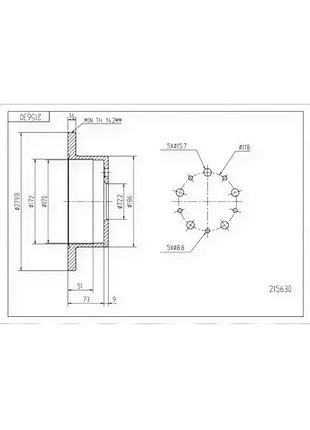 Диск тормозной fiat ducato (2002-) 1.0-1.4t задний (280mm16mm) hart