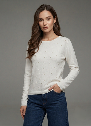 Нежная кофтина пуловер свитерик с белыми жемчужинами размер м zara