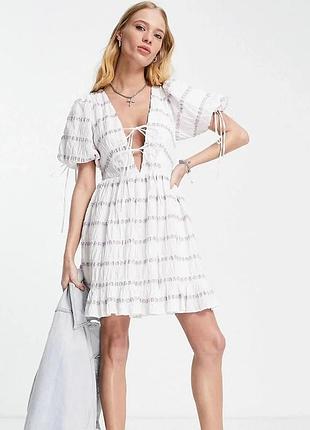 Плаття на завʼязках з рукавами ліхтариками top shop