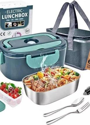 Електричний ланчбокс 1.5 л electric lunchbox 60 w dfh-001 портативний ланч-бокс із підігрівом і приладами