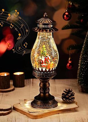 Різдвяний ліхтар happy holiday декоративна новорічна музична лампа з led-підсвіткою