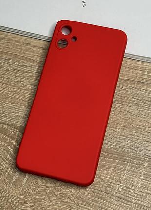 Силиконовый чехол на samsung galaxy a05, красный противоударный с защитой камеры и микрофиброй