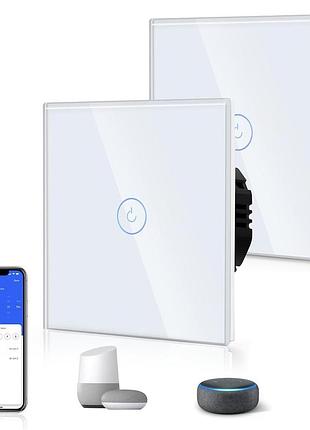 2шт. комплект из умных выключателей света bseed smart alexa настенный выключатель со стеклянной панелью