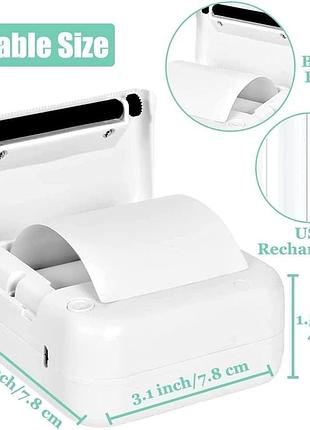 Мини-принтер portable mini printer bt instant printing 15 беспроводной bluetooth термопринтер без чернил 2