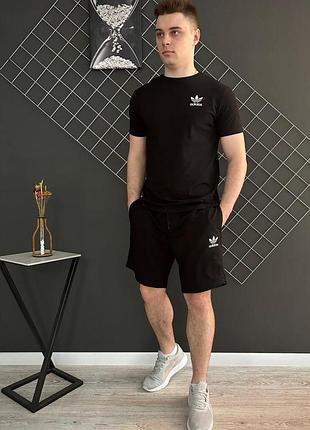 Мужской летний костюм adidas футболка + шорты комплект адидас на лето черный m (bon)