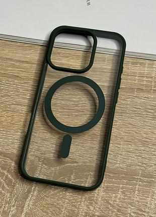Чохол на iphone 16 pro з magsafe прозорий ударостійкий tpu anti-drop 4. зелений