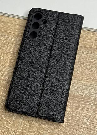 Шкіряний чохол книжка на samsung galaxy a16 чорного кольору з захистом камери leather design