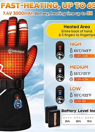 Перчатки с подогревом multper heated gloves rps-026 - l электрические перчатки с тремя уровнями нагрева с аккумуляторами 5