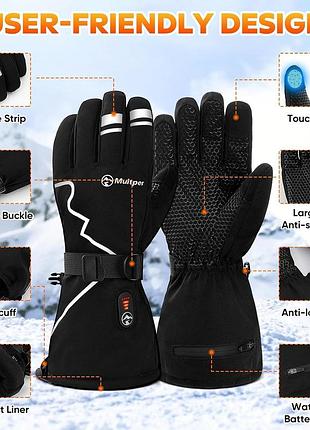 Перчатки с подогревом multper heated gloves rps-026 - l электрические перчатки с тремя уровнями нагрева с аккумуляторами 7