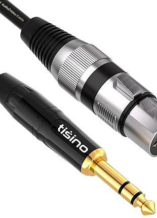 Кабель із роз'ємами xlr female і jack 6,35 мм trs 1 м tisino xlr професійний мікрофонний кабель